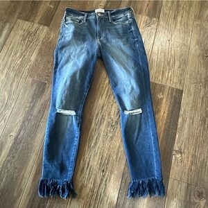 FRAME denim blue jeans 30 women's frayed hem distressed Le Skinny de Jeanne pant